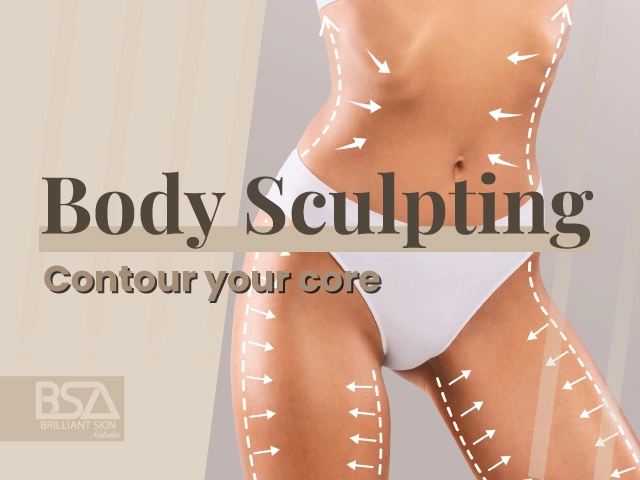 Body sculpting contouring illustration showing treatment areas