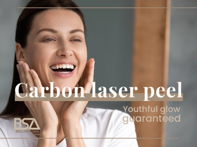 Happy woman showing youthful glow after carbon laser peel