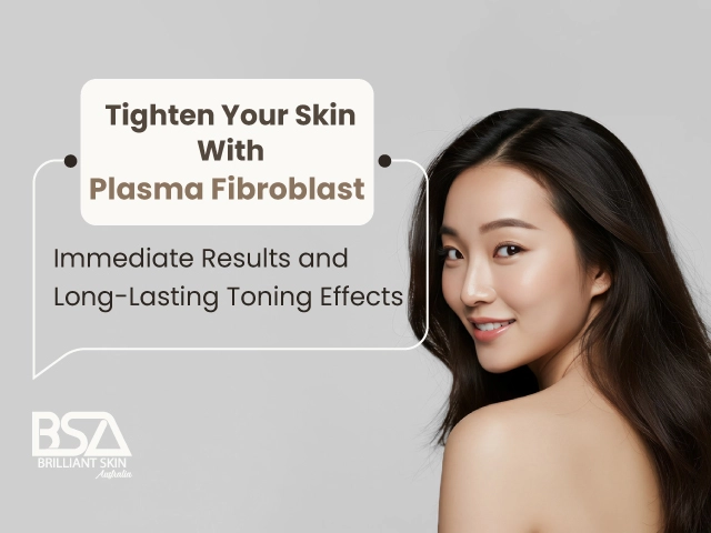 Model promoting skin tightening with fibroblast plasma treatment